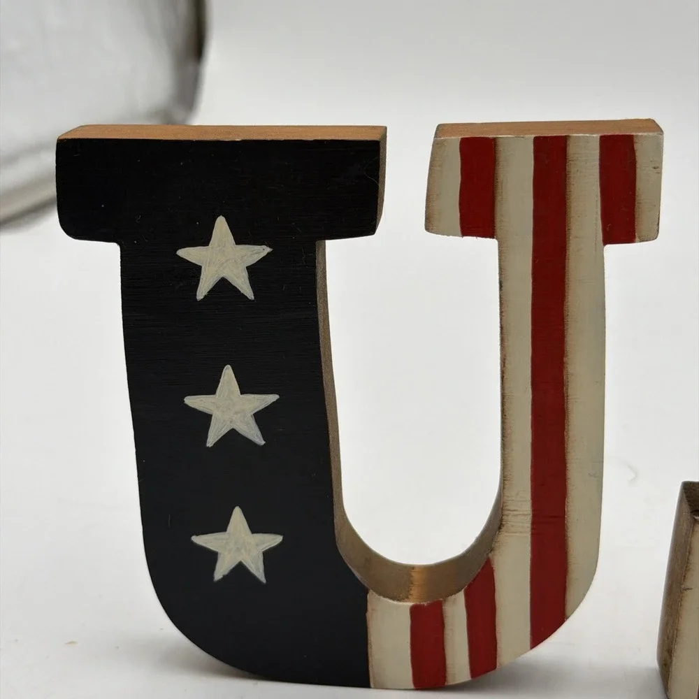 USA 4th of July Primitive Patriotic Americana Shelf Sitter 250th Hand Painted
